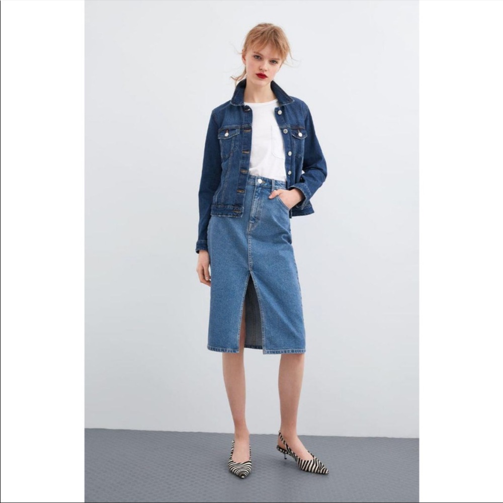 Zara | Slit Front Denim Skirt NWT